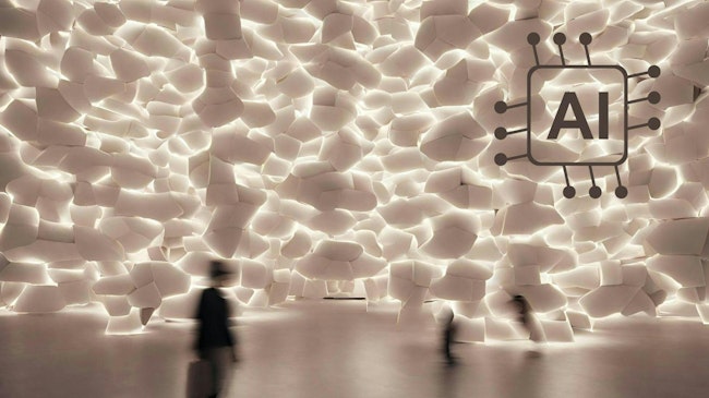 The intersection of artificial intelligence and lighting specification is visualized in this AI-generated image.