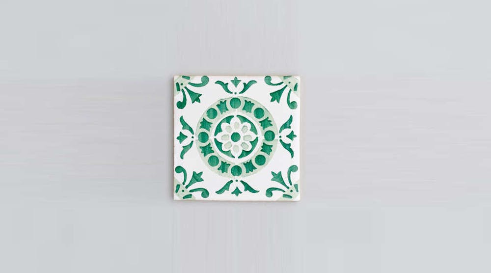Green Hand Painted Tile 3
