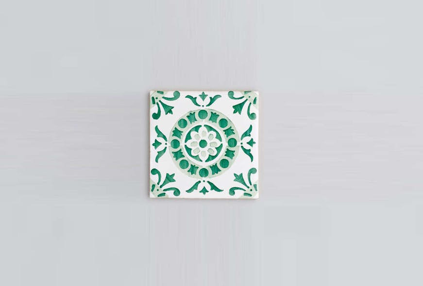 Green Hand Painted Tile 3