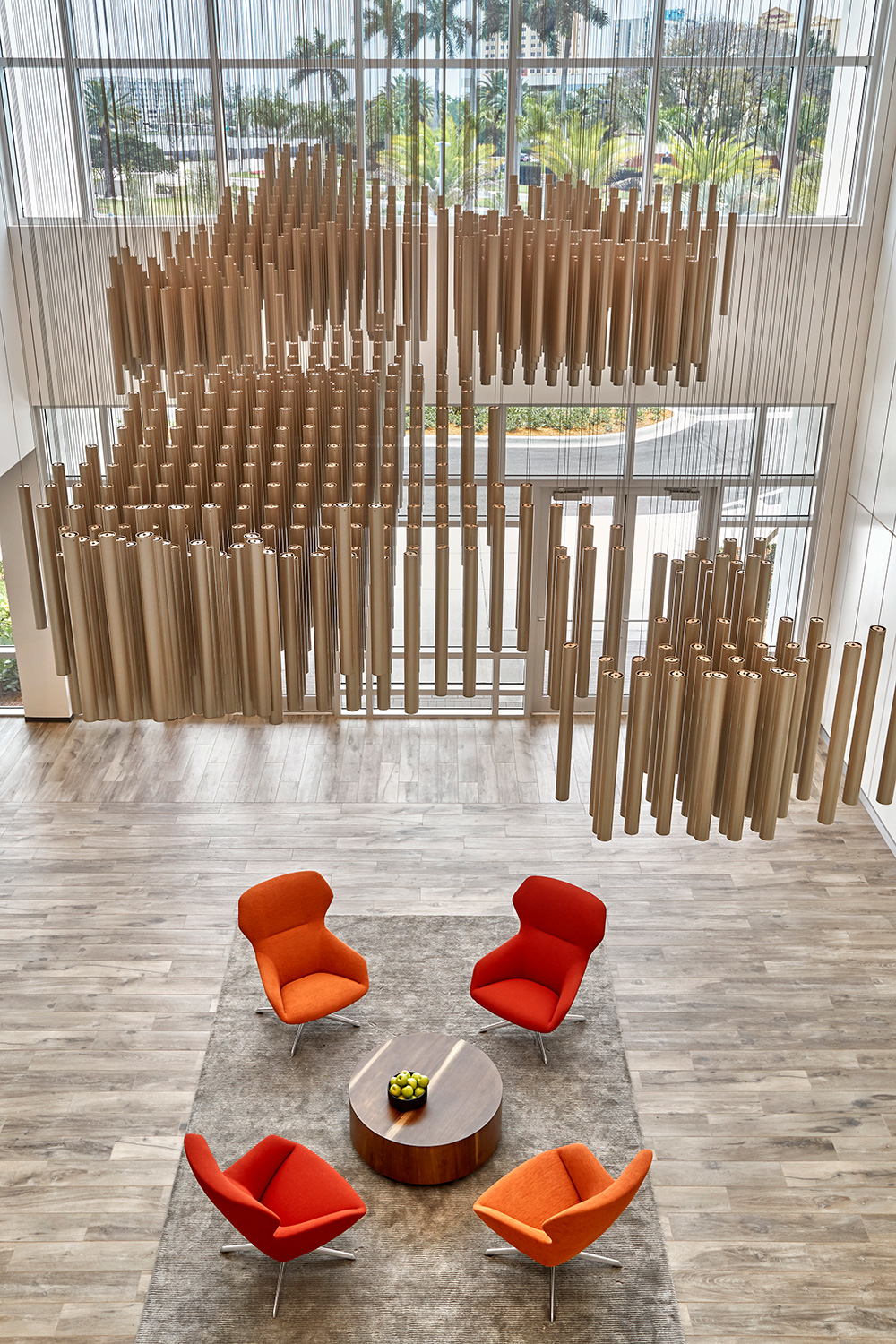 Emser Tile Orange Chairs Overhead Shot