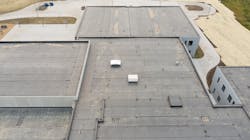 This school roof in Marion, Iowa withstood 130+ mph winds during the 2020 derecho and remained fully intact. This school roof in Marion, Iowa withstood 130+ mph winds during the 2020 derecho and remained fully intact.