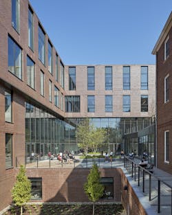By siting Lafayette College&rsquo;s Rockwell Integrated Sciences Center on a cascading hill, the five-story structure integrates well with the 100-year-old campus.