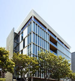 Solarban&circledR; 72 Starphire&circledR; glass, with exterior vertical sunshades framing the curtain wall, present an aesthetic, high performance fa&ccedil;ade for 345 4th St., the seven-story mixed use building occupied by WeWork in San Francisco&rsquo;s booming SoMa neighborhood. Photography courtesy of Jim Cunningham