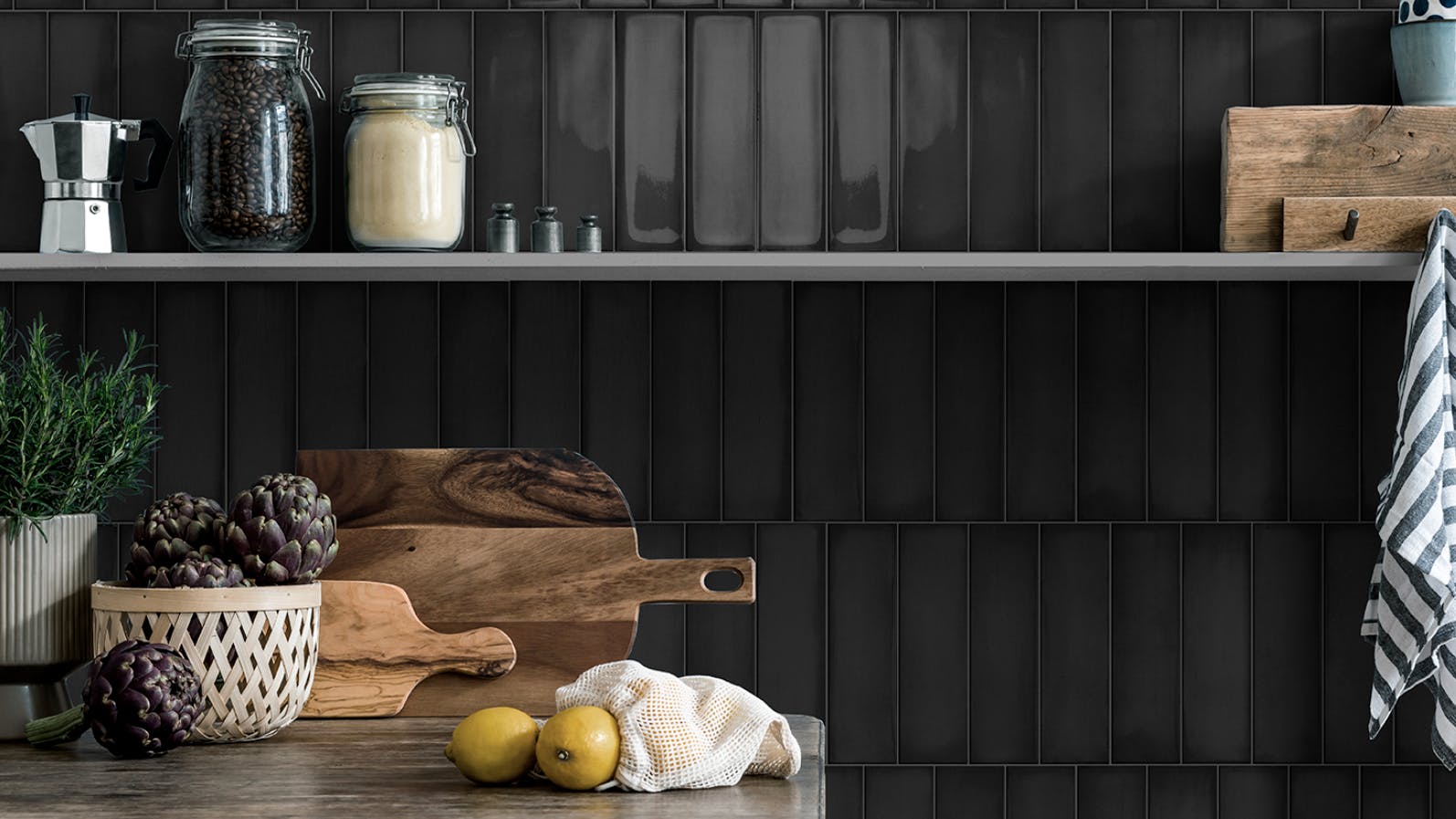 Maxime in Black Subway Tile