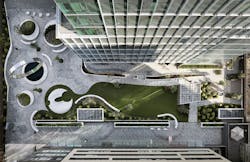 The Corporativo Neuchatel design prioritizes pedestrian connectivity with a green space of lush courtyards and patios that run east to west. The Corporativo Neuchatel design prioritizes pedestrian connectivity with a green space of lush courtyards and patios that run east to west.