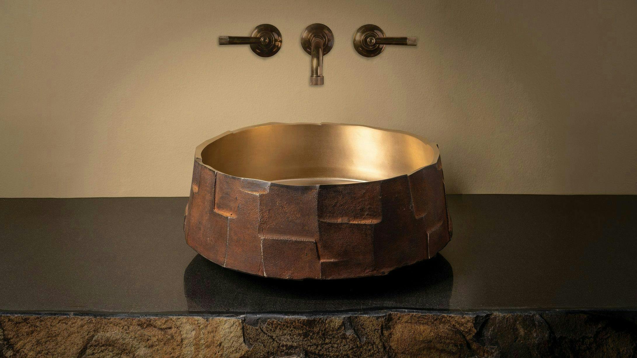 Edo Vessel Sink in Golden Bronze