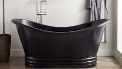 Raye Antique Black Hammered Pedestal Tub Raye Antique Black Hammered Pedestal Tub