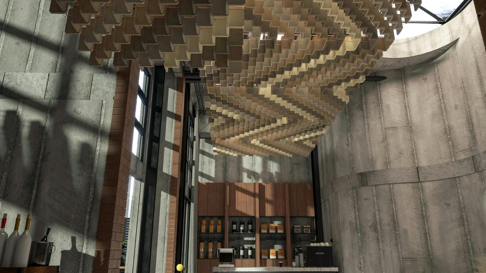 Zintra Mesh Baffles in Herringbone