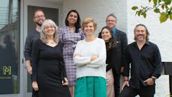 BEAM, ltd., in Philadelphia. Co-founders Kirsten Kent Carangi (center) and Adam Carangi (rightmost) lead their eight-person studio alongside senior lighting designers Christina Spangler (front row, left) and Jeffrey Kahn (back row, right). BEAM, ltd., in Philadelphia. Co-founders Kirsten Kent Carangi (center) and Adam Carangi (rightmost) lead their eight-person studio alongside senior lighting designers Christina Spangler (front row, left) and Jeffrey Kahn (back row, right).