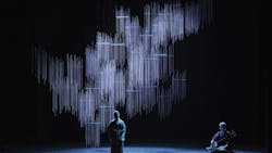 A delicate lattice constructed from metal rods reflects light and creates a hazy, misty existence that references the fragrance of the lotus flowers. A delicate lattice constructed from metal rods reflects light and creates a hazy, misty existence that references the fragrance of the lotus flowers.