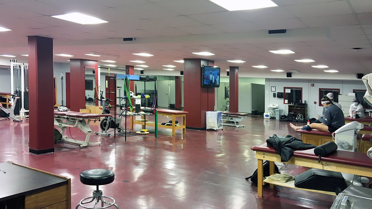 Kenall MedMaster AMB22 fixtures installed in the athletic training room at UMass Amherst