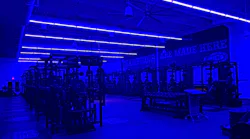 Indigo-Clean technology in use at Chelsea High School's weight room, in Michigan. Exercise facilities have been considered high-risk for transmission of harmful bacteria because of their enclosed environment, shared equipment, and close contact between users and staff. Clinically proven to reduce harmful bacteria, 405-nanometer lighting technology can be installed to provide continuous disinfection.