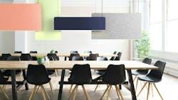 Acoustic lighting fixtures help absorb the emitted sound waves directly above the source. Acoustic lighting fixtures help absorb the emitted sound waves directly above the source.