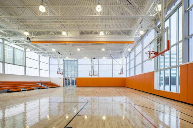 Powel SLAMS gym interior with high bay fixtures