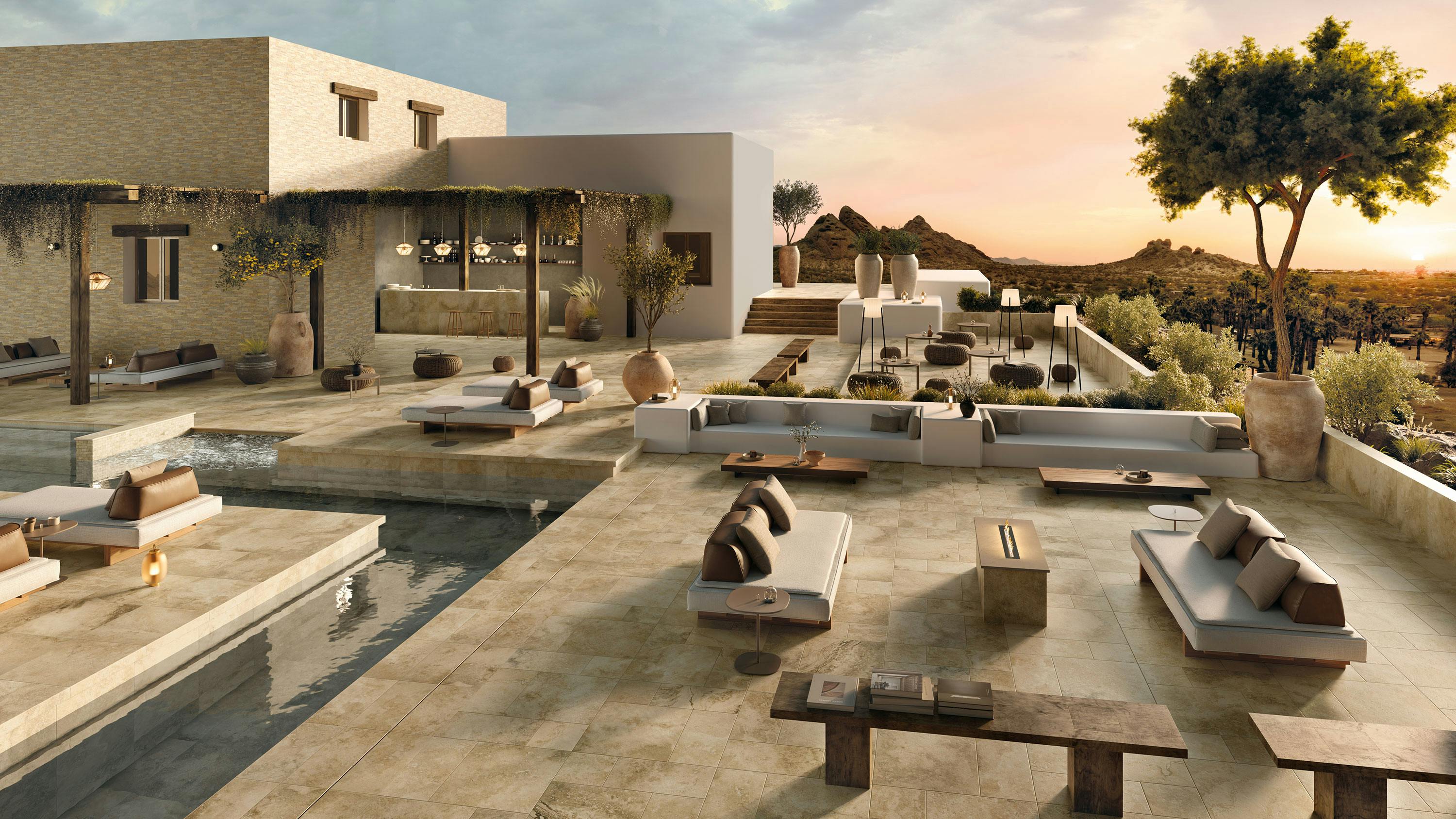 Frontier20 Travertine Porcelain Pavers