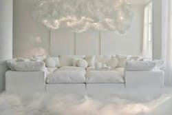 Cloud Dancer by Pantone in an interior with a white couch. Cloud Dancer by Pantone in an interior with a white couch.