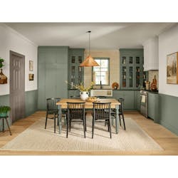 Kitchen cabinets painted in Valpar's Warm Eucalyptus. Kitchen cabinets painted in Valpar's Warm Eucalyptus.