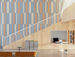 Strato Acoustic Tiles in Peach, Ivory, and Stonewash Strato Acoustic Tiles in Peach, Ivory, and Stonewash