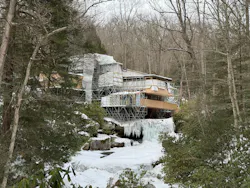 While the grounds stay open for winter walks, the house closes for ten weeks each winter. This was when the most intensive preservation work occurred. Scaffolding and insulated enclosures were erected with generators powering heaters to ensure materials adhered and cured properly. While the grounds stay open for winter walks, the house closes for ten weeks each winter. This was when the most intensive preservation work occurred. Scaffolding and insulated enclosures were erected with generators powering heaters to ensure materials adhered and cured properly.