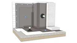 Illustration of applying waterproofing solution in below-grade application.