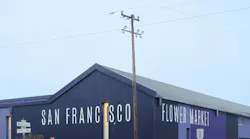 Colorful exterior of the new San Francisco Flower Market at the corner of Mississippi and 17th Street in San Francisco.