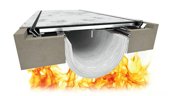 illustration of Fireline 940 Lateral Shear Fire Blanket with flames.